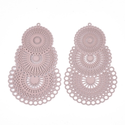 #40.02 1 Stück Edelstahl Filigree 56.5x35x0.3 mm Misty Rose