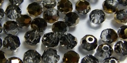 25 facetierte runde Perlen Ø 4mm black diamond half gold