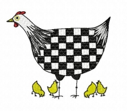 Stickdatei Huhn - Harlekin mit Küken