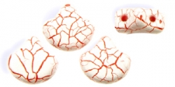 #09.02 - 25 Stück Matubo Ginko Leaf Bead 7.5x7.5mm - Ionic White/Red