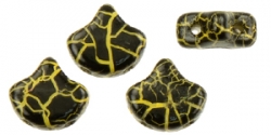 #09.17 - 25 Stück Matubo Ginko Leaf Bead 7.5x7.5mm - Ionic Jet/Yellow