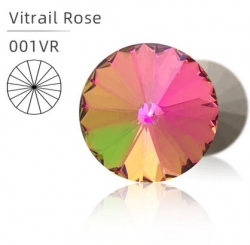 1 Glas-Rivoli 10 mm - Vitrail Rose - Rückseite: foliert