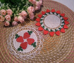 Stickdatei Lace - Marmeladendeckchen - Erdbeeren-Set