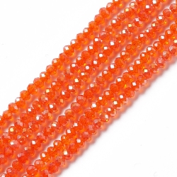 145 Stück facetierte Rondelle 2*3mm orange rot -galv.