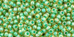 10 g TOHO Seed Beads 11/0 TR-11-1830 - Inside-Color Rainbow Lt Jonquil/Mint Lined (E)