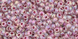 10 g TOHO Seed Beads 11/0 TR-11-0771 - Inside-Color Rainbow Crystal/Strawberry Lined (E)