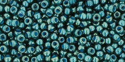 10 g TOHO Seed Beads 11/0 TR-11-0374 -Tr.-Lustered Emerald Green/Denim Blue (E)