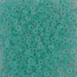 #100 10 Gramm Rocailles chrystal matt mintgreen lined 9/0 2,6 mm