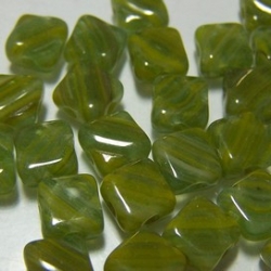 25 Stück Two-Hole Silky Beads 6mm - Crystal green/yellow