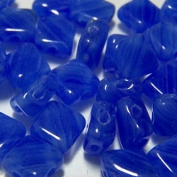 25 Stück Two-Hole Silky Beads 6mm - Crystal white/blue