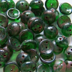 #73 - 25 Stck. Piggy-Beads 4x8mm - emerald dark travertin