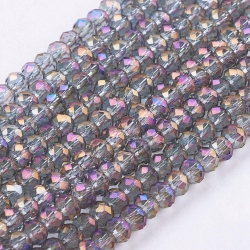 95 facetierte Rondelle 2*3mm Black Diamond Dk-Violett-AB-galv.