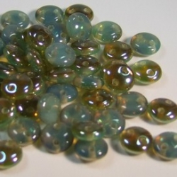 #37 - 50 Stück Two-Hole Lentils 6mm - opal peridot celsian