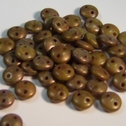 #41 - 50 Stück Two-Hole Lentils 6mm - chartreuse copper picasso