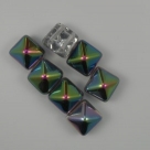 #03 - 10 Two-Hole Pyramid 8x8mm - crystal vitrail