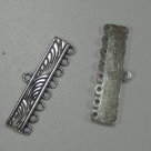 1 Paar Verteiler 30x7mm - antik silber - 8 Ösen