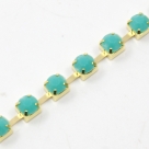 1 m Strasskette turquoise Ø ± 4x5mm - gold