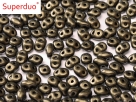 #067a 10g SuperDuo-Beads metalic suede brown/dk green