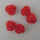 5 Stück Resin Rose Beads ca. 11x7 mm - Red