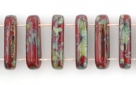 1 Strang 2-Hole Bar 15x5mm - Opaque Red Picasso