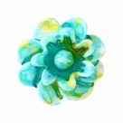 #24 - 5 Stück Resin Flower Beads ca. 12 mm - Aquarell-Painted - turquoise yellow