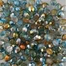 #102.02 50 Stück - 4,0 mm Glasschliffperlen - Crystal Half Labrador - Dual Coated - Orange/Teal