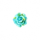 #24c - 5 Stück Resin Rose Beads ca. 6 mm - Aquarell-Painted - turquoise yellow