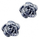 #31a - 5 Stück Resin Rose Beads ca. 6 mm - dk blue - silber coated