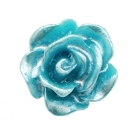 #33 - 5 Stück Resin Rose Beads ca. 10 mm - peacock blue - silber coated