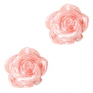 #37a - 5 Stück Resin Rose Beads ca. 6 mm - salmon rose - silber coated