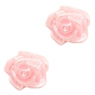 #38a - 5 Stück Resin Rose Beads ca. 6 mm - baby pink - silber coated