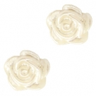 #40a - 5 Stück Resin Rose Beads ca. 6 mm - pastel beige - silber coated