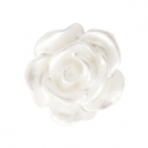 #41 - 5 Stück Resin Rose Beads ca. 10 mm - white - silber coated