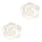 #41a - 5 Stück Resin Rose Beads ca. 6 mm - white - silber coated