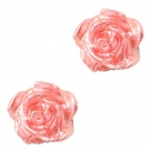 #43a - 5 Stück Resin Rose Beads ca. 6 mm - white - shell pink pearl shine coated