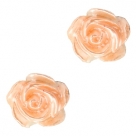 #54a - 5 Stück Resin Rose Beads ca. 6 mm - white - peach pearl shine coated