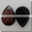 1 Resin Tropfen-Cabochon (facetiert) 25x18x6mm - Karamell/Brown marmoriert