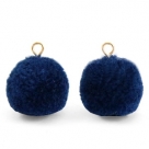 1 Stück Woll PomPom - Marine Blue (Gold-Öse)