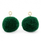 1 Stück Woll PomPom - Emerald Green (Gold-Öse)