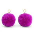 1 Stück Woll PomPom - Violet Purple (Gold-Öse)