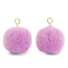 1 Stück Woll PomPom - Lilac Purple (Gold-Öse)