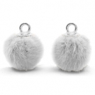 1 Stück Faux Fur PomPom - Lt Grey (Silber)