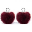 1 Stück Faux Fur PomPom - Wine (Silber)