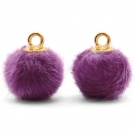 1 Stück Faux Fur PomPom - Purple (Gold)