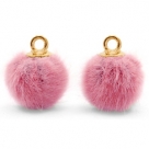 1 Stück Faux Fur PomPom - Vintage Dk Pink (Gold)