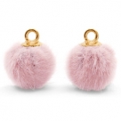 1 Stück Faux Fur PomPom - Vintage Pink (Gold)