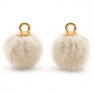 1 Stück Faux Fur PomPom - Sand Beige (Gold)