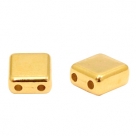 1 Stck. 2-Hole Metallperle ca. 6mm (Ø1mm) gold-farben, vergleichbar mit Tile Bead