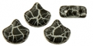 #09.19 - 25 Stück Matubo Ginko Leaf Bead 7.5x7.5mm - Ionic Jet/White