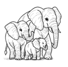 LineArt - Elephant family --- SUPER-Set